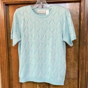 Vintage Alfred Dunner Seafoam Aqua Short Sleeve Sweater Sz Petite M